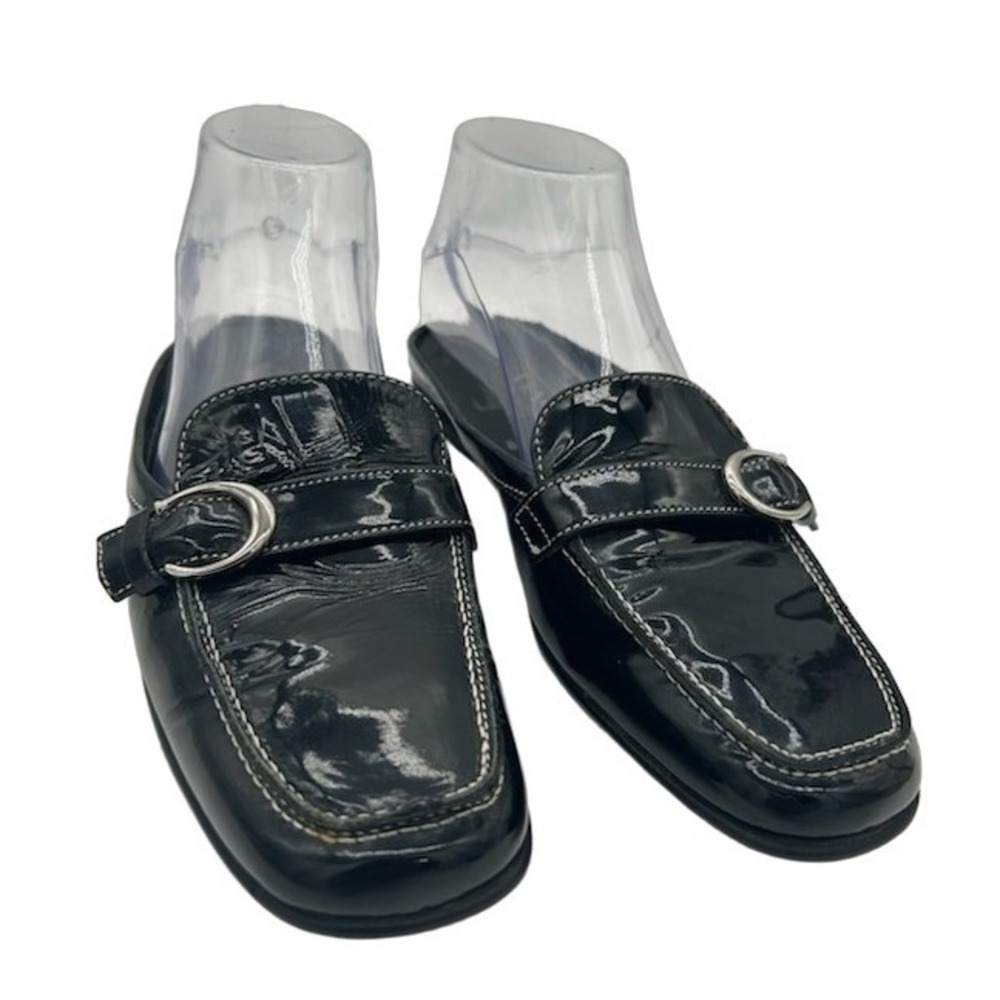 Coach Lange Mule Loafers Women's Size‎ 6.5 B Black Patent Leather Buckle